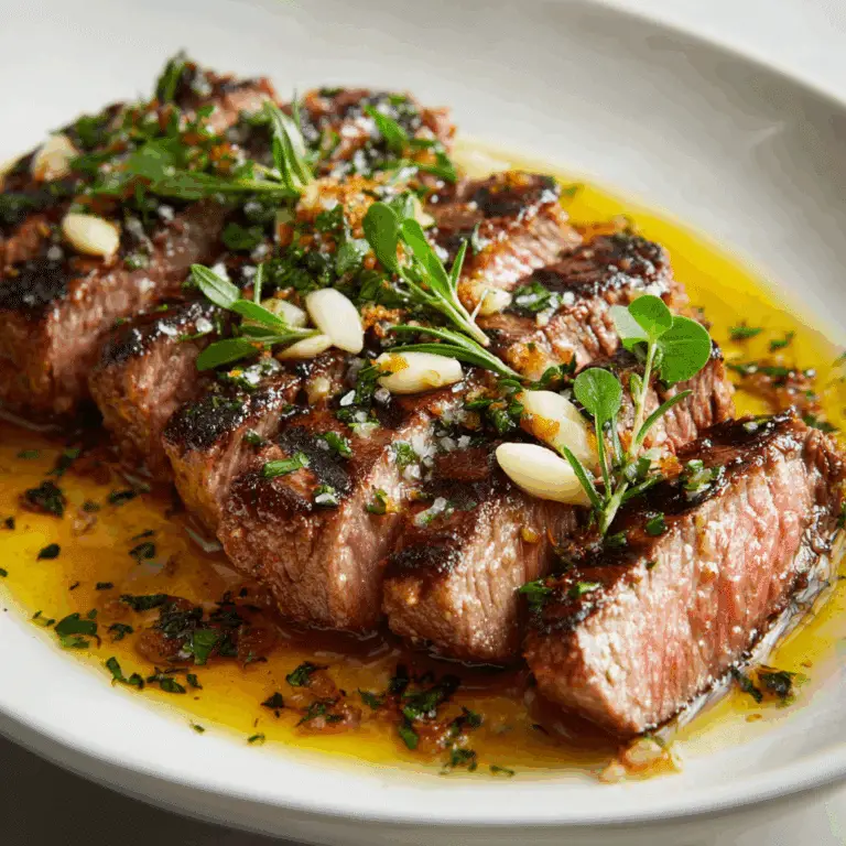 Skirt Steak with Garlic Butter Sauce