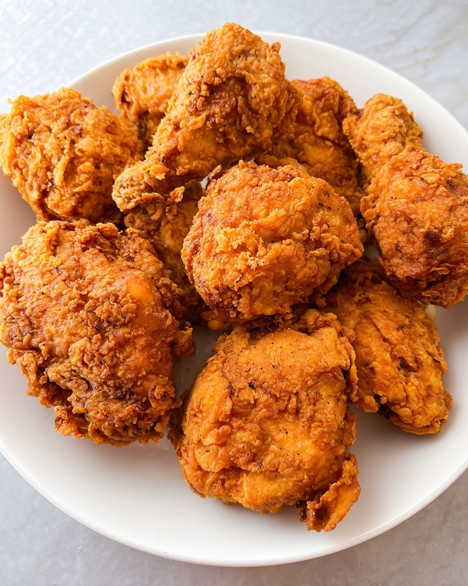 A white plate filled with several pieces of golden brown fried chicken, each piece showing a rough, crispy texture with small cracks and uneven surface from the crunchy coating. The chicken pieces vary in shape and size, some looking like drumsticks and others more rounded, piled closely together on the plate. The plate sits on a white marbled textured surface. Photo taken with an iphone --ar 4:5 --v 7