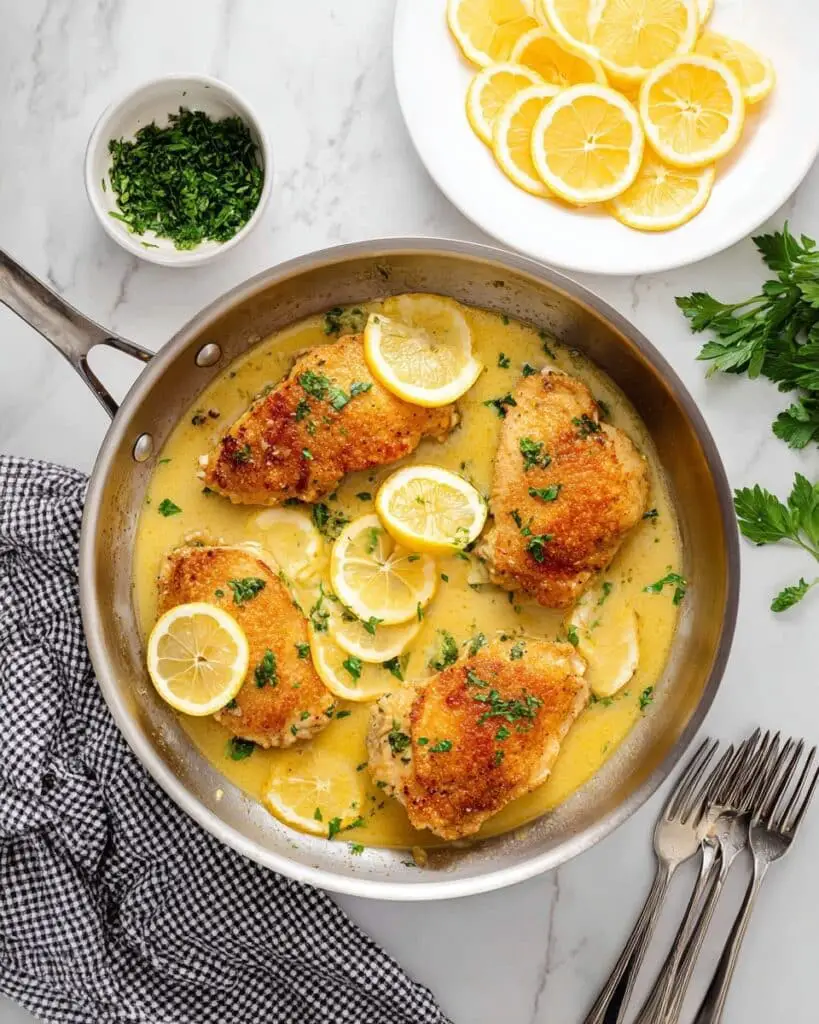 Crispy Parmesan Lemon Chicken in Garlic Butter Sauce Recipe