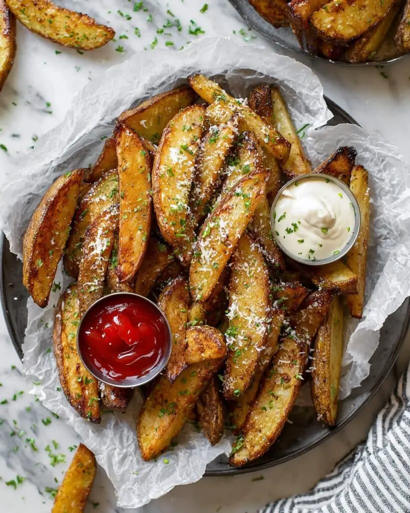 Garlic Parmesan Baked Potato Wedges Recipe