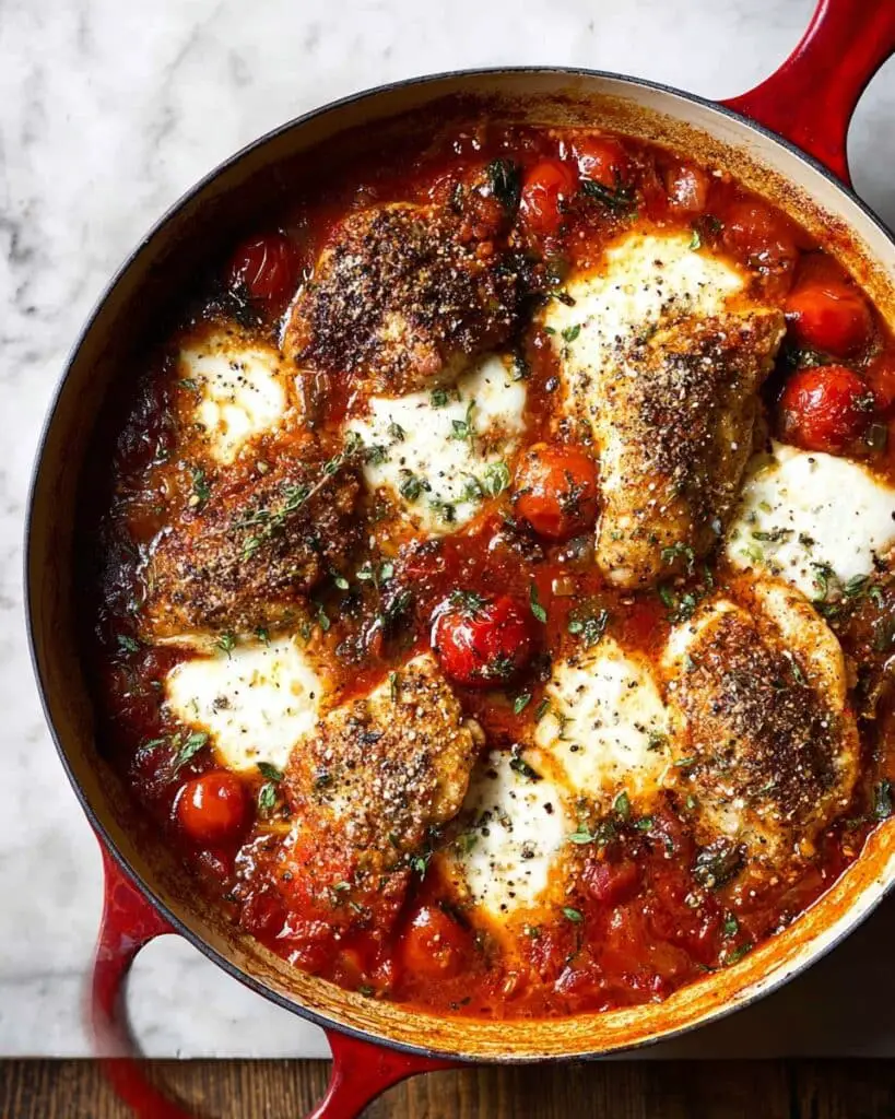 Garlic Tomato Chicken with Mozzarella Recipe