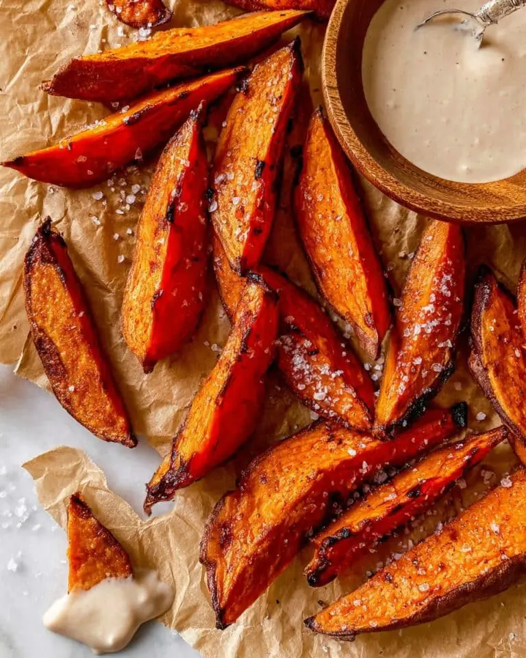 Sweet Potato Wedges with Cinnamon Marshmallow Dipping Sauce Recipe