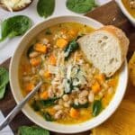 Butternut Squash Sausage and White Beans Soup with Spinach and Orzo Recipe