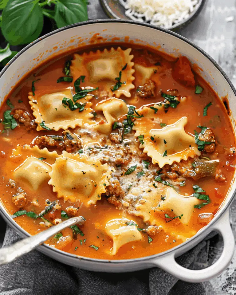 Easy One‑Pot Ravioli Soup with Turkey Sausage