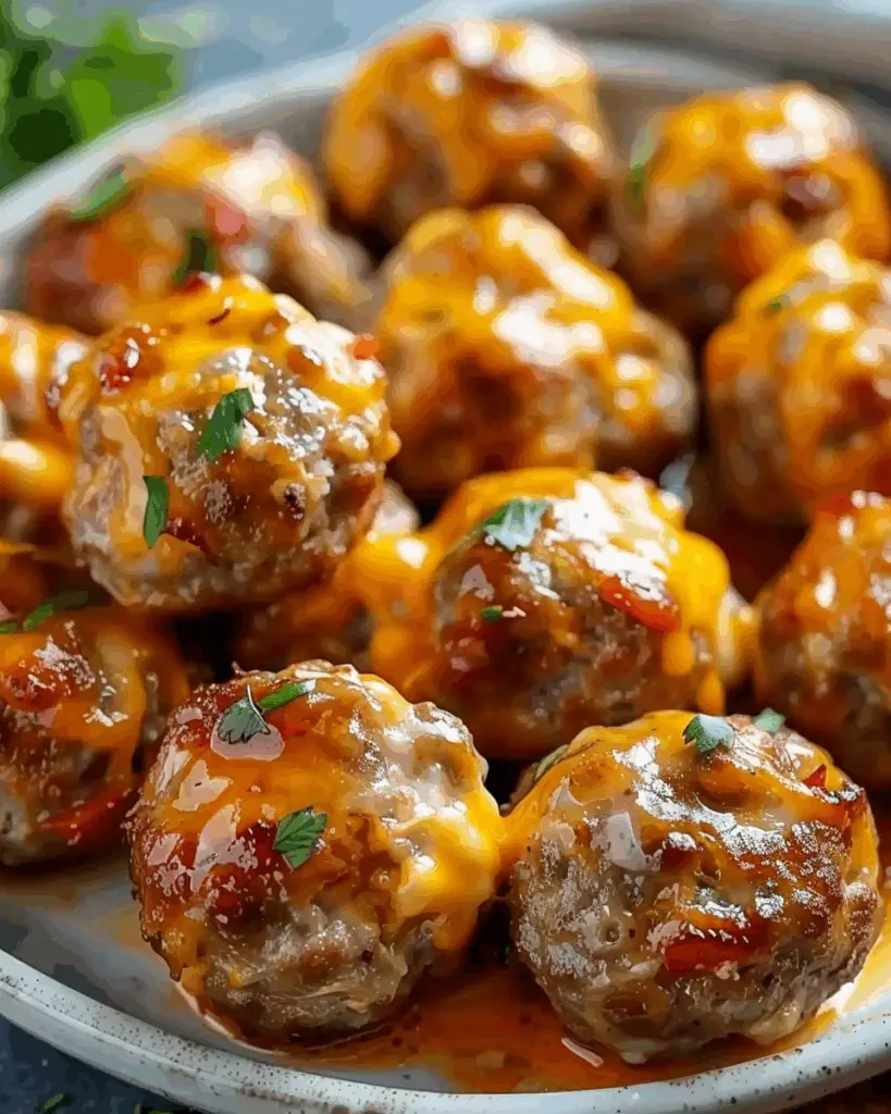 Spicy Rotel Sausage Balls with Cream Cheese