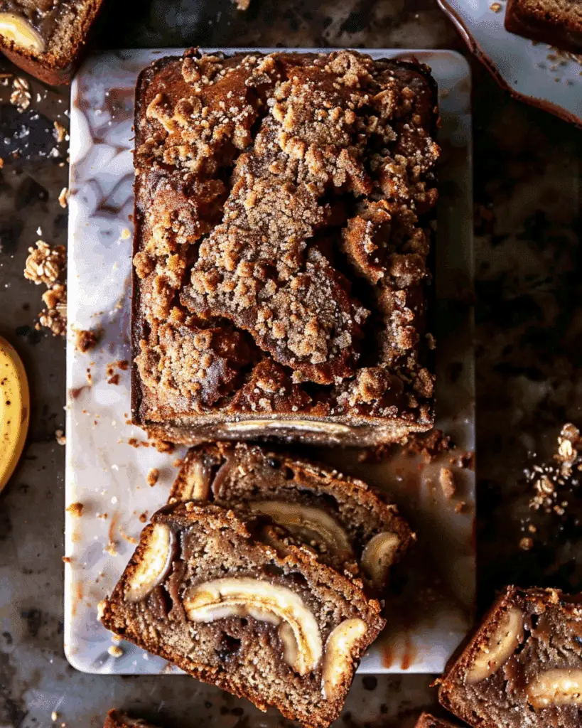 Cinnamon Swirl Banana Bread with Crunchy Topping