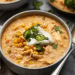 Creamy Slow Cooker White Chicken Chili with Sweet Corn and Pepper Jack