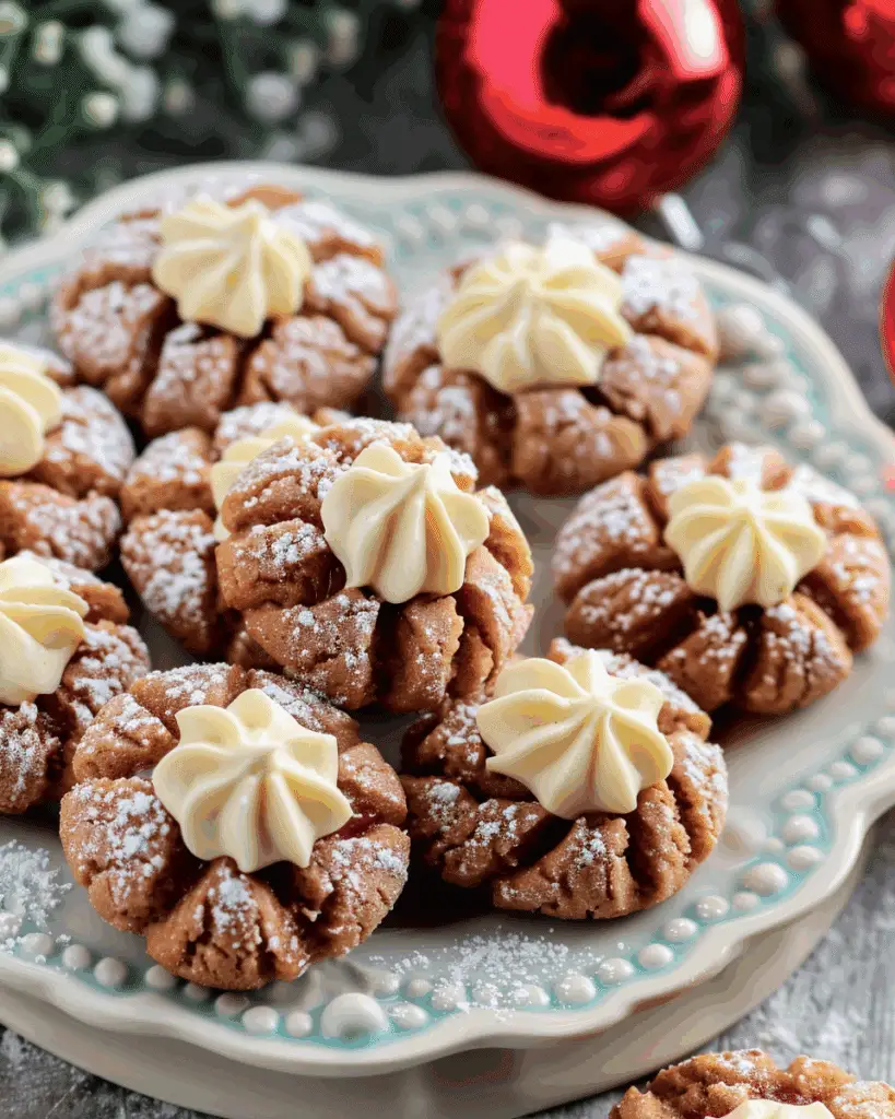 Peanut Butter Blossom Cookies (Peppermint Bark Christmas Style)