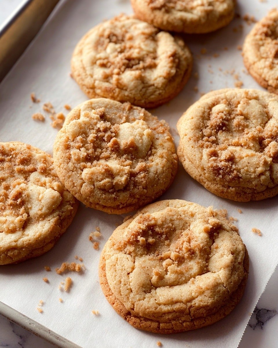 The image shows four round cookies on a white marble surface. Each cookie has a golden brown color and a crispy texture. One cookie in the center is topped with small chocolate chunks and drizzled with thin white lines of icing. Near the cookies, there is a small wooden honey dipper placed on the marble surface. The overall look is warm and inviting, with the cookies presenting a mix of smooth, crumbly, and slightly shiny textures. photo taken with an iphone --ar 4:5 --v 7