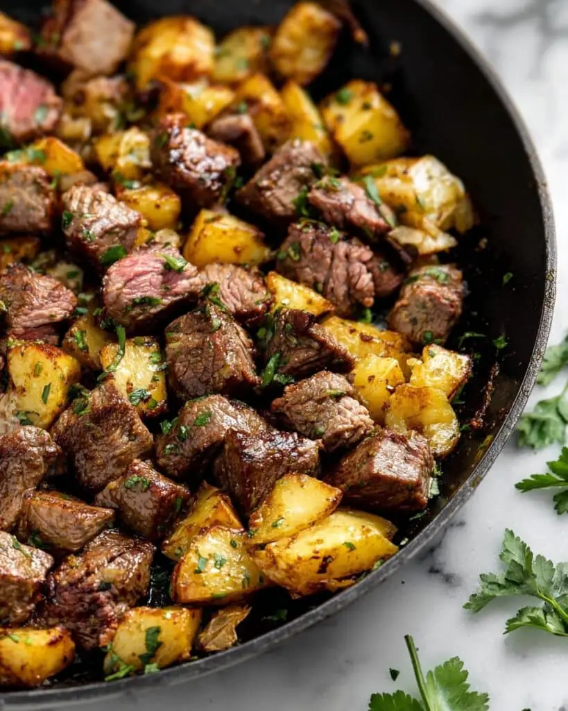 Garlic Butter Steak Bites and Potatoes Recipe