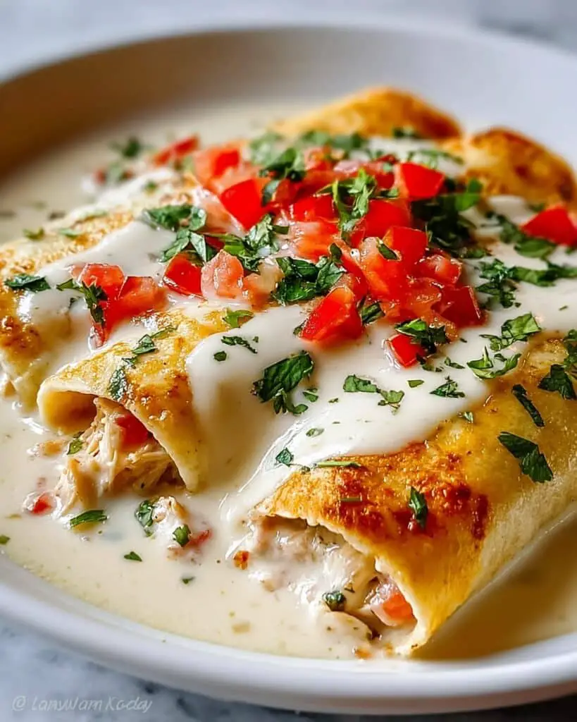 Chicken Enchiladas with Sour Cream White Sauce Recipe