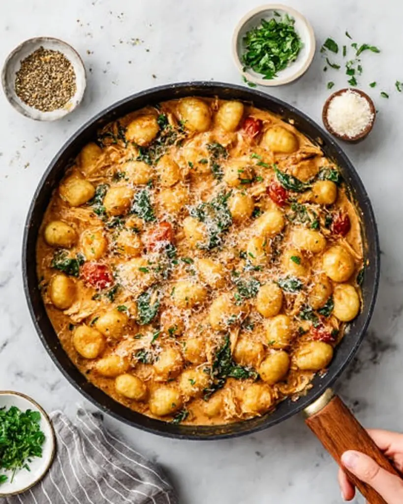 30-Minute Garlic Chicken Gnocchi Skillet Recipe