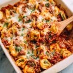 Cheesy Baked Tortellini Casserole With Meat Sauce Recipe