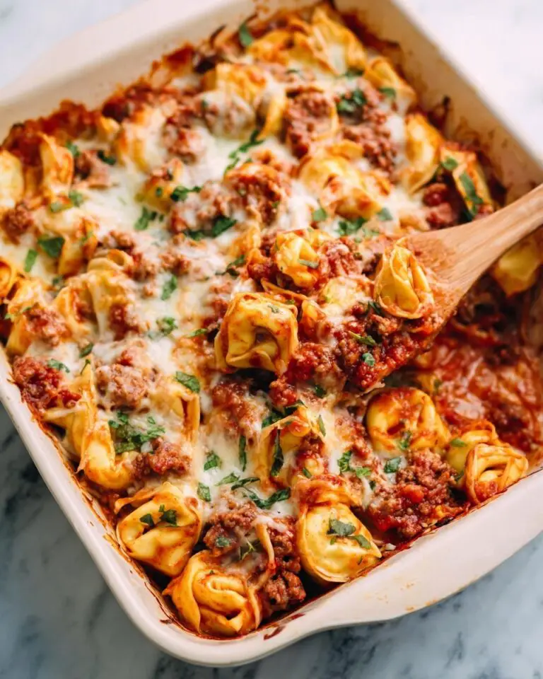 Cheesy Baked Tortellini Casserole With Meat Sauce Recipe