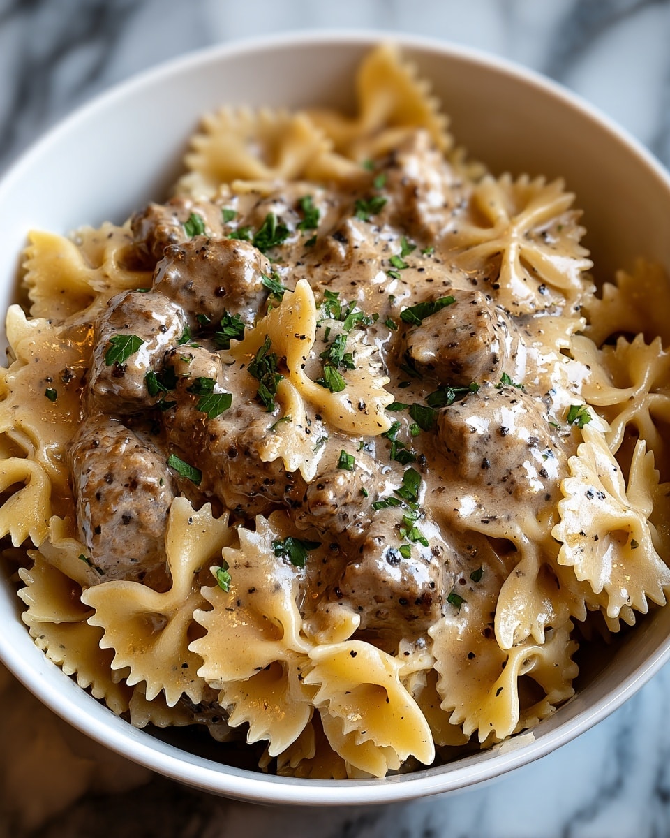 Creamy Beef and Bowtie Pasta Recipe