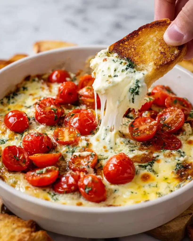 Caprese Dip with Roasted Cherry Tomatoes and Melty Cheese Recipe