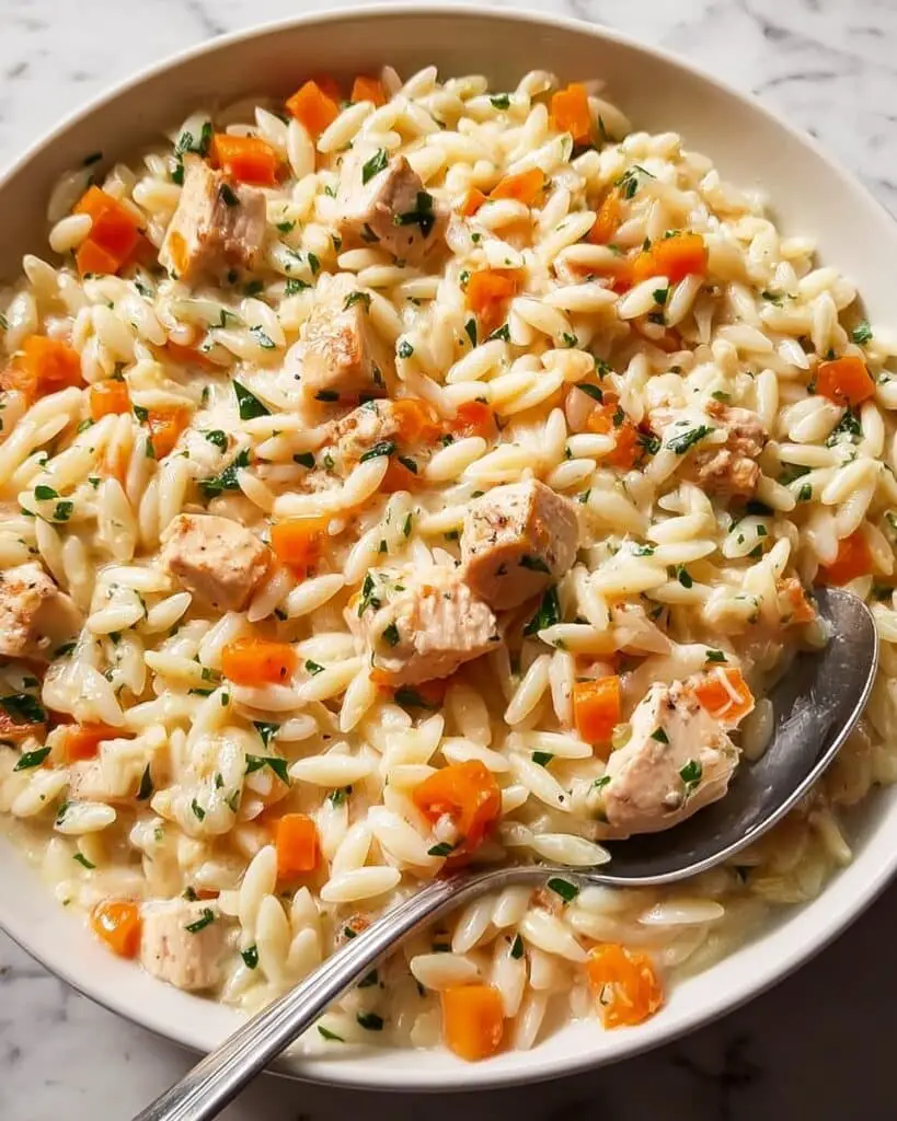 Creamy Chicken Pot Pie Orzo Recipe