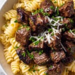 Cajun Steak Tips in Cheesy Rigatoni Parmesan Sauce Recipe