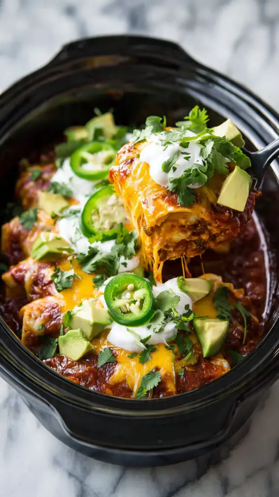 Slow Cooker Chicken Enchilada Casserole Recipe