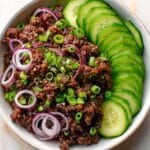 Spicy Korean Ground Beef with Refreshing Cucumber Salad Recipe