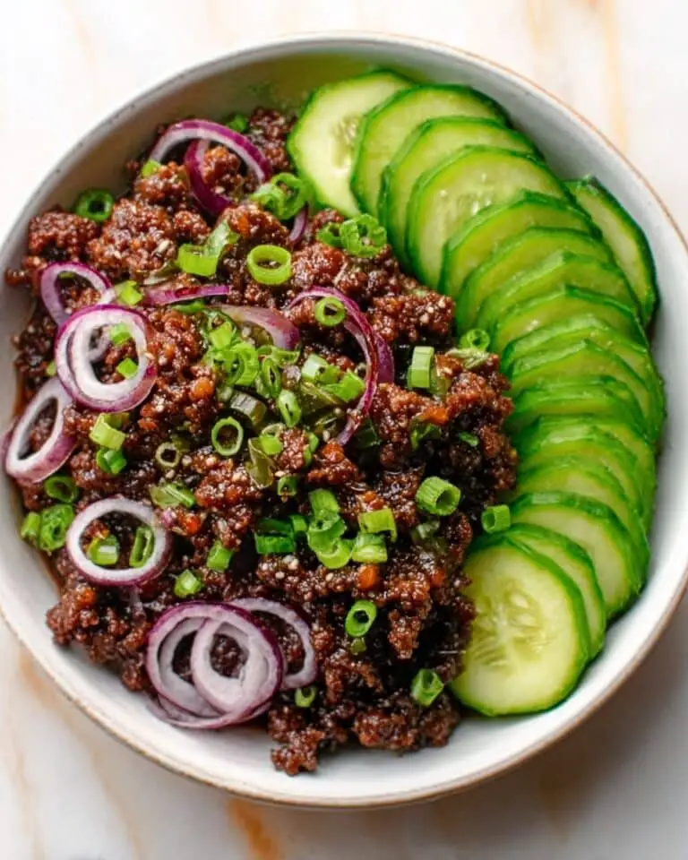 Spicy Korean Ground Beef with Refreshing Cucumber Salad Recipe
