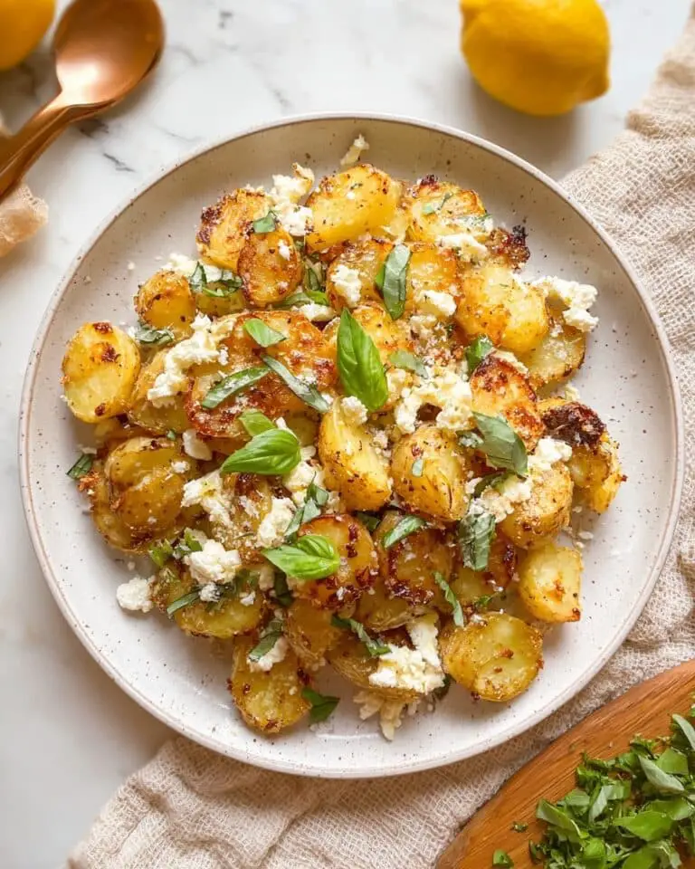 Baked Feta Potatoes with Roasted Garlic, Lemon, and Fresh Basil Recipe