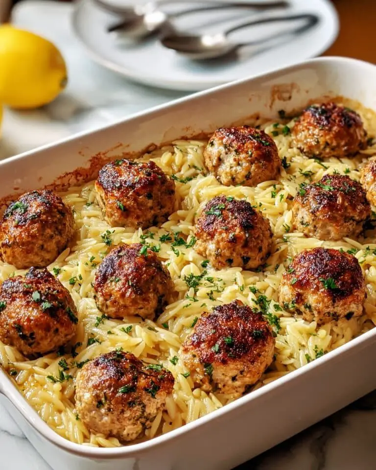 Chicken Meatballs with Lemon Orzo Recipe