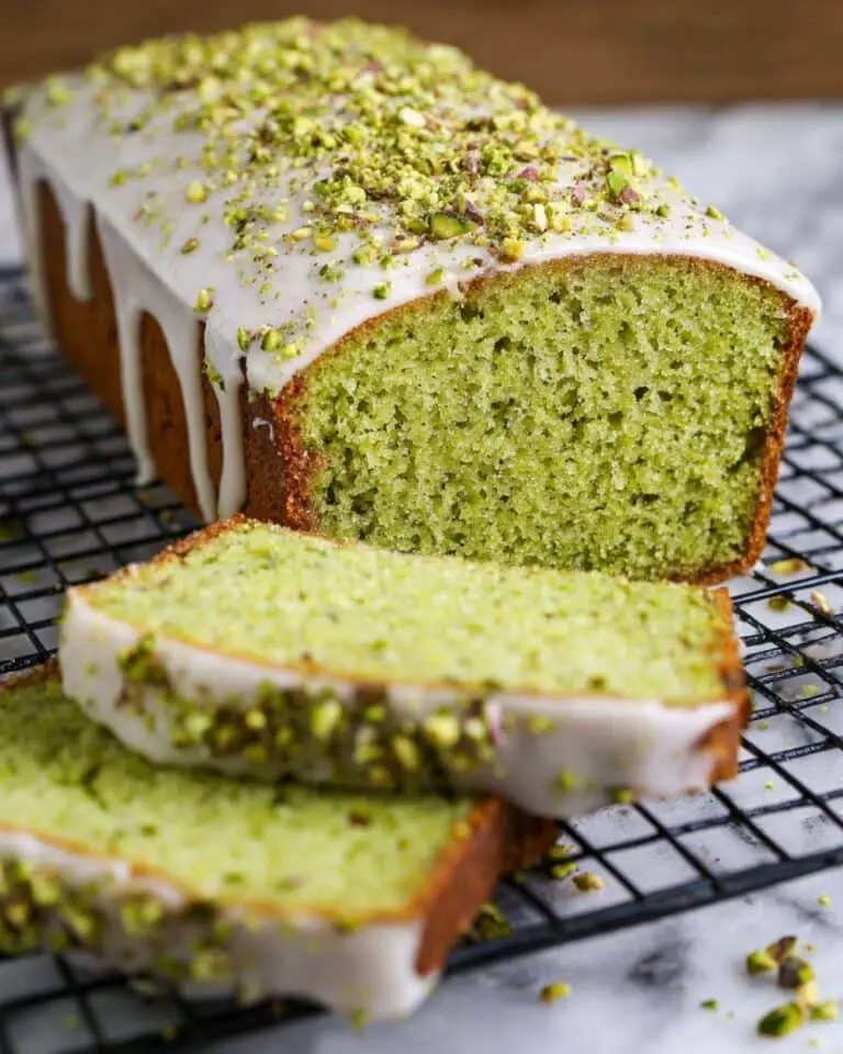 Pistachio Cake Mix Quick Bread with Pistachio Glaze Recipe