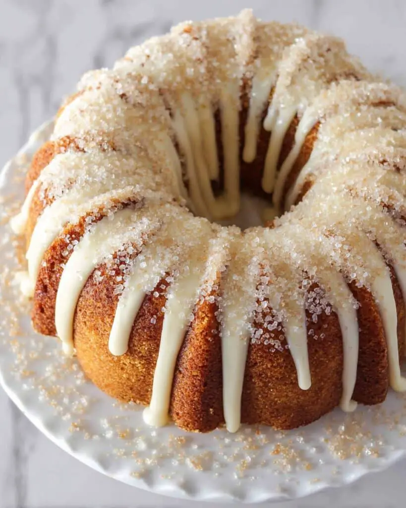 Snickerdoodle Bundt Cake with Cinnamon Swirl and Cream Cheese Glaze Recipe