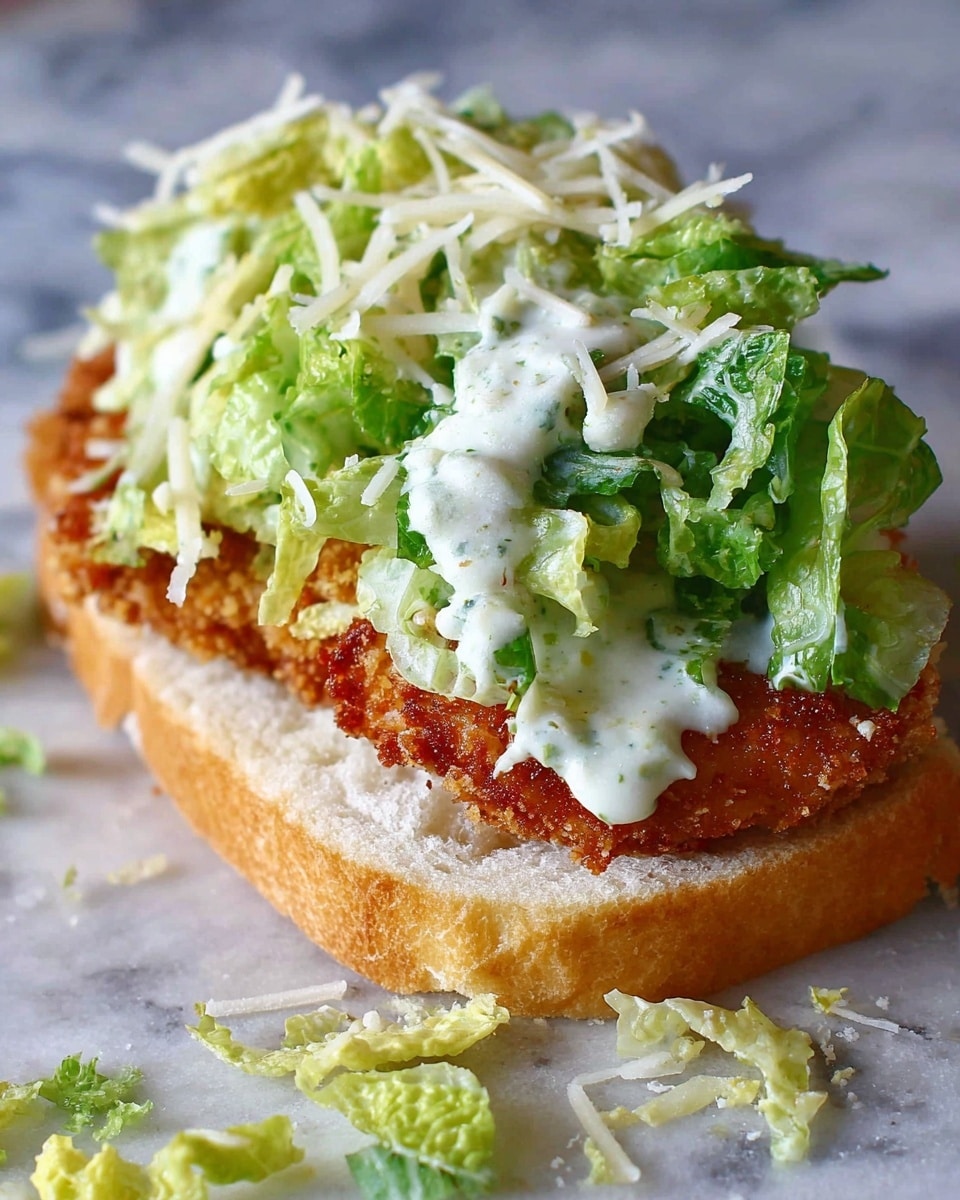 The image shows an open sandwich on white marbled textured surface. The bottom layer is a soft bread with a light crust and a fluffy inside. On the bread lies a golden brown, crispy fried patty with a rough texture. On top of the patty, there is a layer of green lettuce leaves covered in creamy white sauce, with shredded white cheese scattered over it. Some bits of lettuce and cheese are around the sandwich on the surface. photo taken with an iphone --ar 4:5 --v 7
