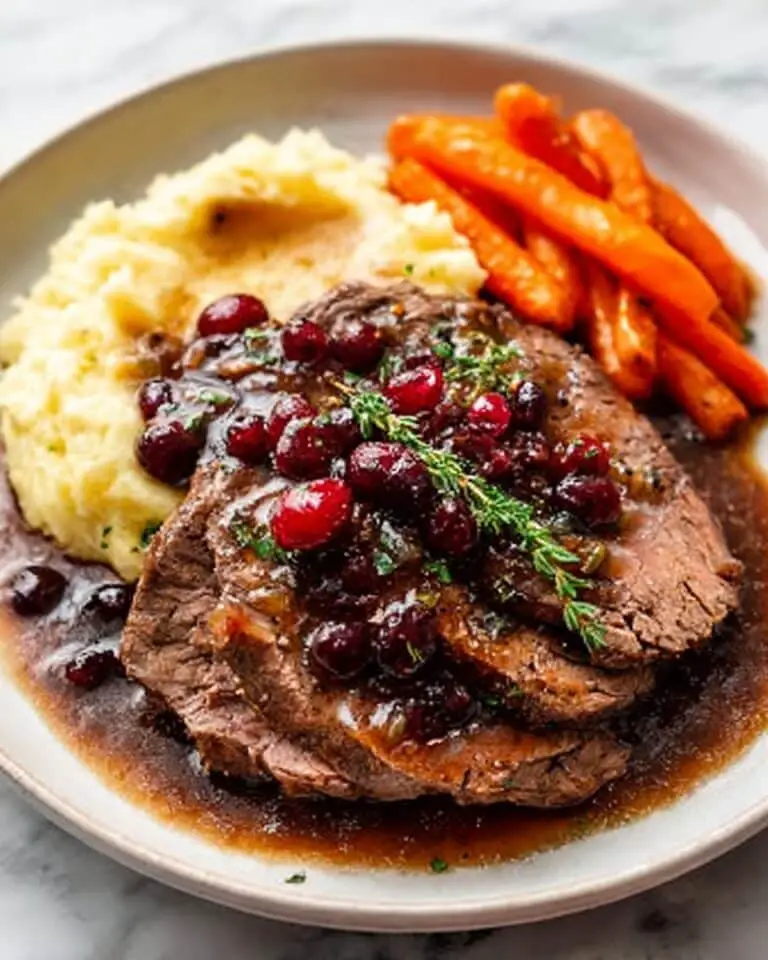 Slow-Braised Beef Roast with Cranberry Balsamic Glaze Recipe