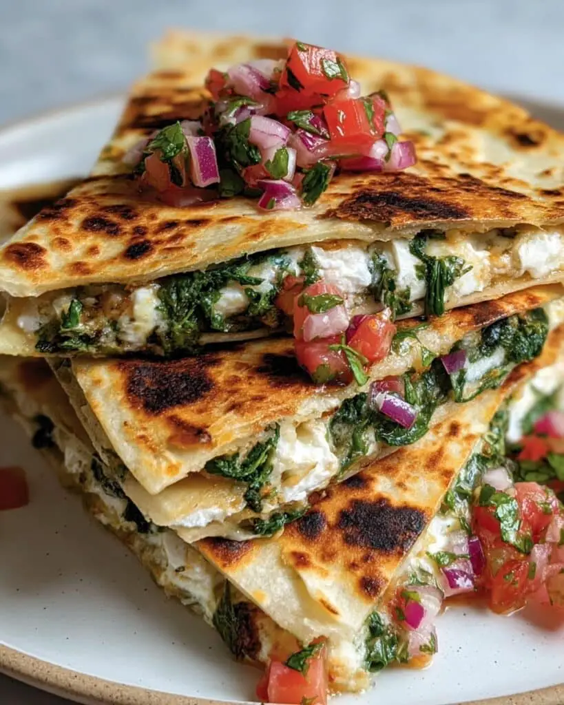 Spinach, Feta, and Mozzarella Quesadillas Recipe