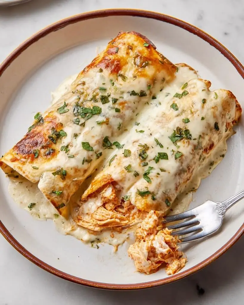 Chicken Enchiladas with Cheesy Sour Cream Sauce Recipe