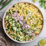 Fresh & Healthy Cilantro Lime Pasta Salad with Chickpeas and Avocado Dressing Recipe