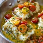 Pan-Seared Cod in White Wine Tomato Basil Sauce Recipe