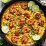 Shrimp and Creamed Corn Skillet with Feta and Lime Recipe