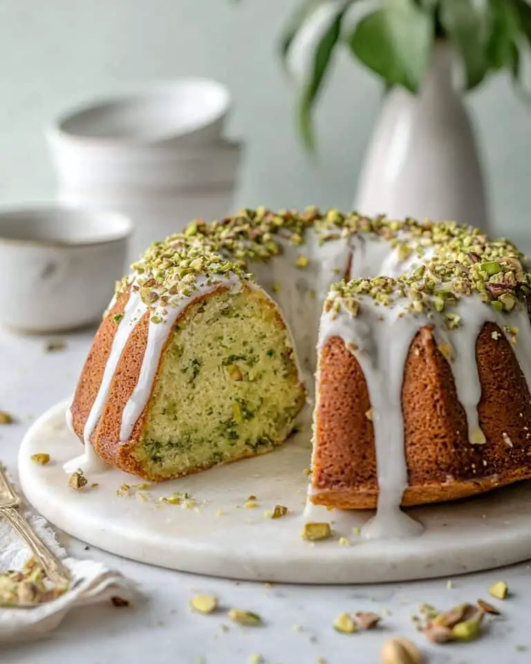 Coconut and Pistachio Pudding Cake Recipe
