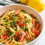 Lemon Capellini Salad with Tomatoes, Capers, and Fresh Parsley Recipe