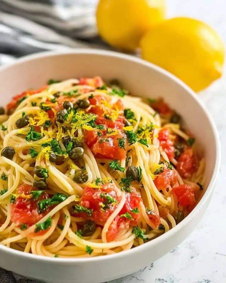 Lemon Capellini Salad with Tomatoes, Capers, and Fresh Parsley Recipe