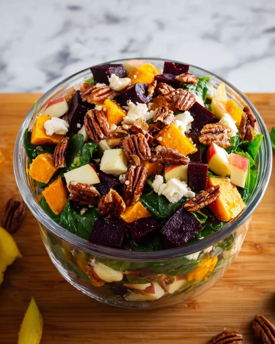 A clear glass bowl is seen on a white marbled surface, filled halfway with a mix of dark green leafy vegetables and chunks of bright red tomatoes. A woman's hand holds a bunch of the leafy greens above the bowl, with water droplets falling back into the bowl, showing the vegetables are freshly washed. The background is softly blurred with red and white tiled walls. The overall look is fresh and vibrant, showing a simple salad wash moment photo taken with an iphone --ar 4:5 --v 7