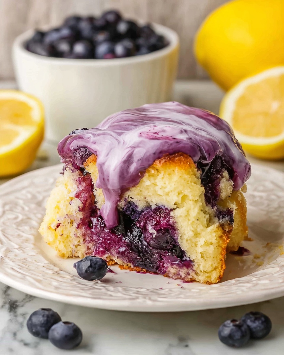 The image shows a creamy dessert layer with a smooth, swirled purple and light beige texture mixed evenly across the surface, likely blueberry and lemon flavors blending together. On top, there are whole blueberries scattered and two lemon slices—one whole round slice near the bottom right and one wedge near the top right. Small orange zest pieces lightly decorate the creamy surface, adding a fine texture contrast. The background is a white marbled texture. photo taken with an iphone --ar 4:5 --v 7