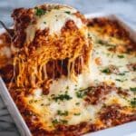 TikTok Spaghetti Bake with Rich Red and Creamy Alfredo Sauces Recipe