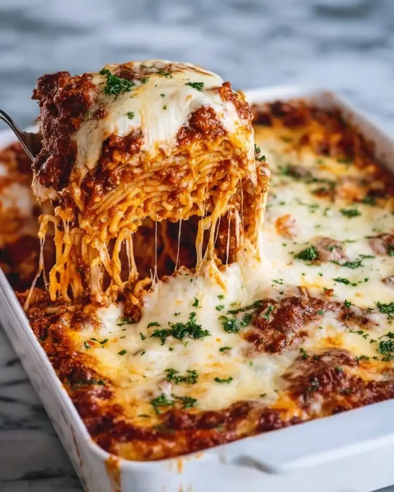 TikTok Spaghetti Bake with Rich Red and Creamy Alfredo Sauces Recipe