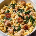 Creamy One-Pan Chicken Sausage Orzo Skillet Recipe
