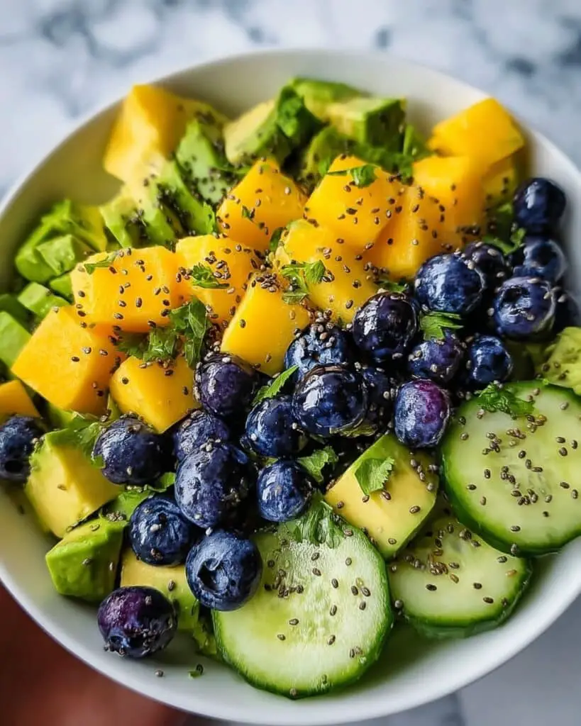 Mango Cucumber Salad with Blueberries and Avocado Recipe