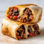 Hearty Breakfast Burritos with Roasted Vegetables, Lean Meat, and Cheddar Recipe