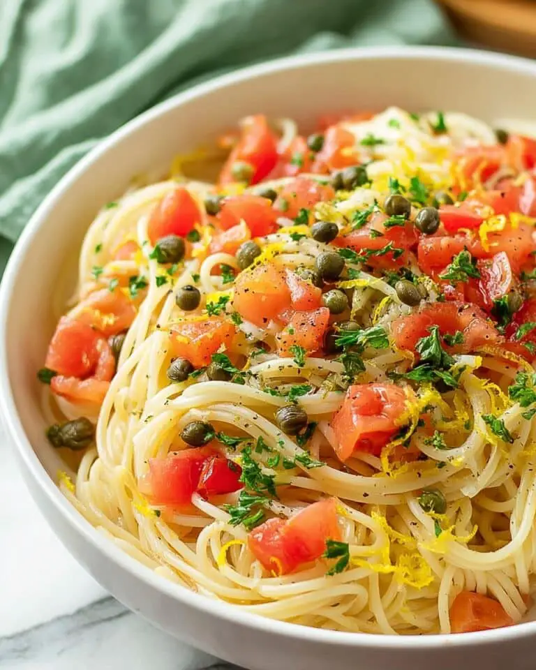Lemon Capellini Salad with Capers and Tomatoes Recipe