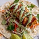 Grilled Fish Tacos with Cilantro-Lime Mayo and Citrus Slaw Recipe