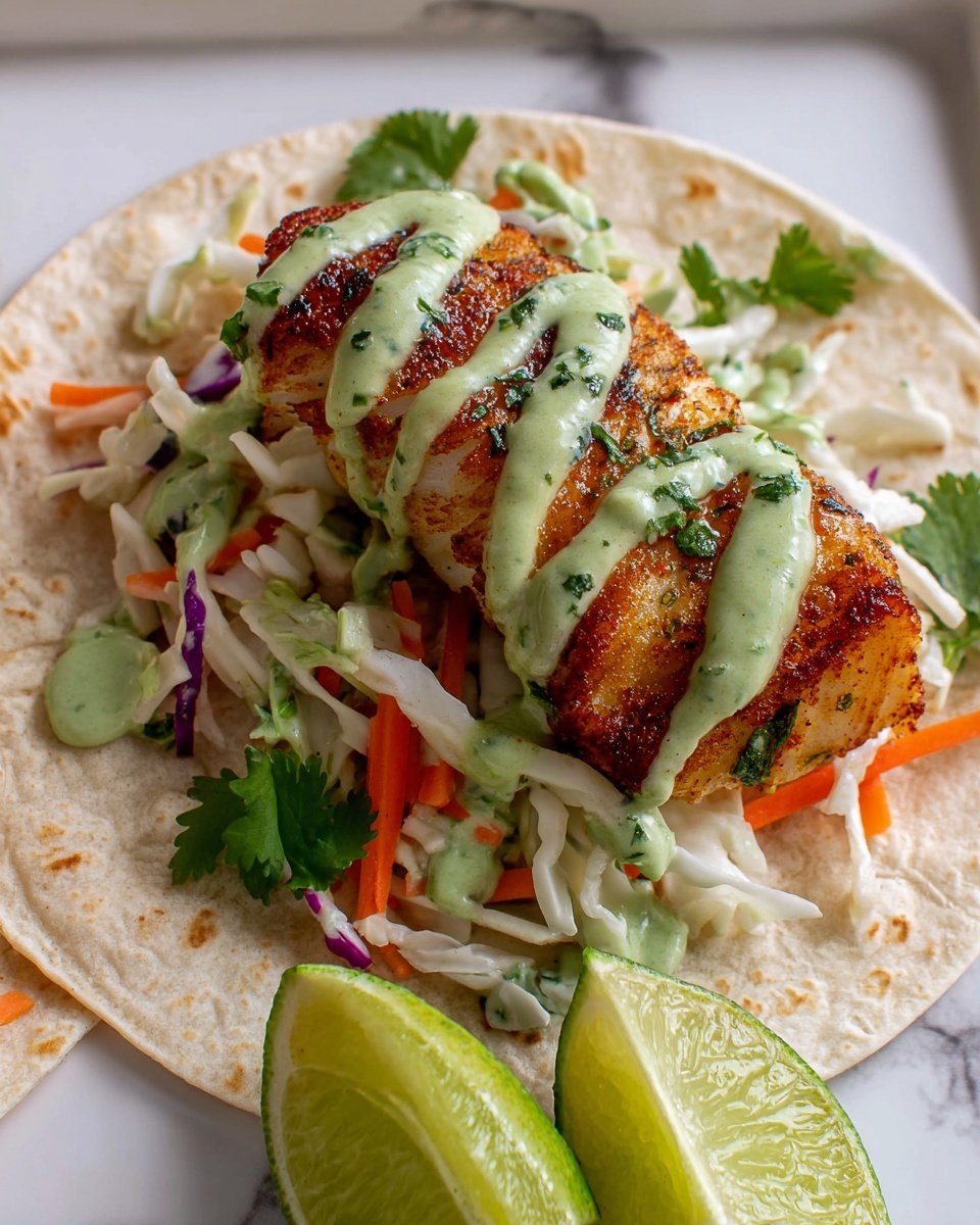 Grilled Fish Tacos with Cilantro-Lime Mayo and Citrus Slaw Recipe