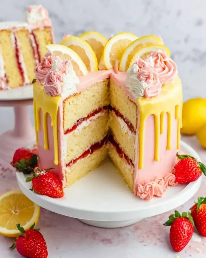 Strawberry Lemonade Layer Cake Recipe